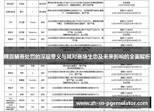 魏震禁赛处罚的深层意义与其对赛场生态及未来影响的全面解析